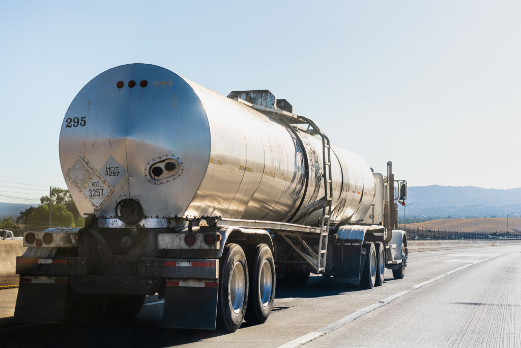 Tanker truck driving on the freeway